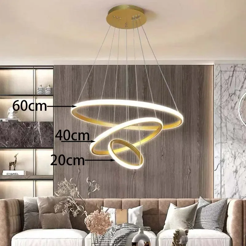 lustre moderne rond à trois cercles design élégant - Image 10
