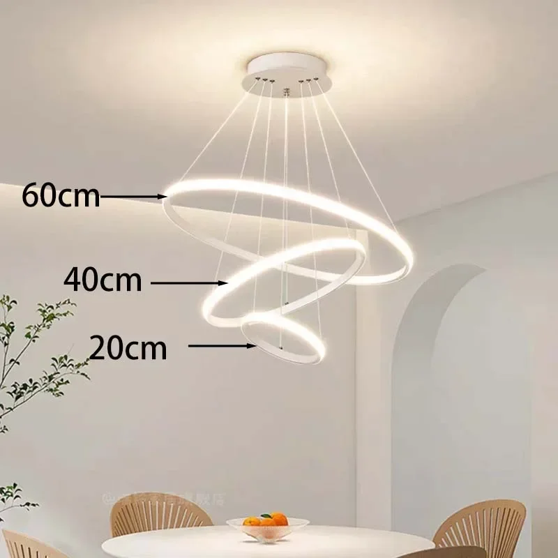 lustre moderne rond à trois cercles design élégant - Image 11