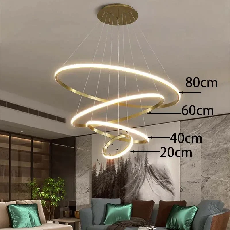 lustre moderne rond à trois cercles design élégant - Image 12