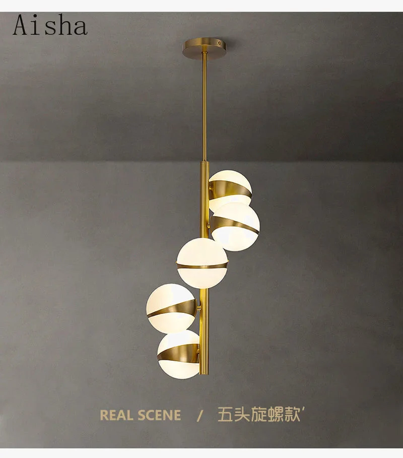 lustre nordique en cuivre design pour éclairage intérieur créatif - Image 3