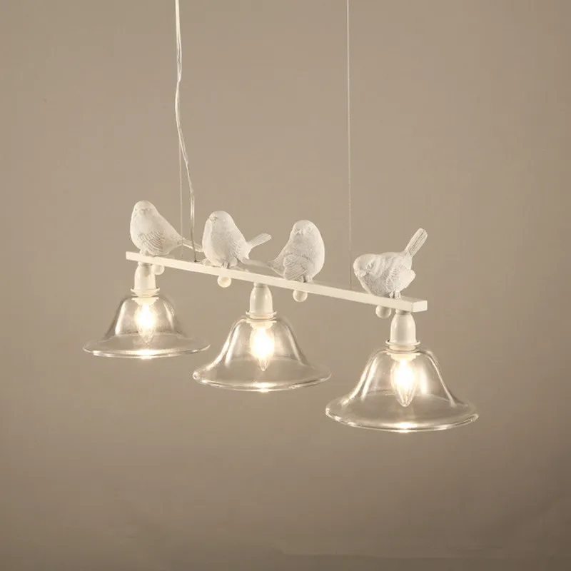 lustre nordique en fer verre et résine avec oiseaux - Image 4