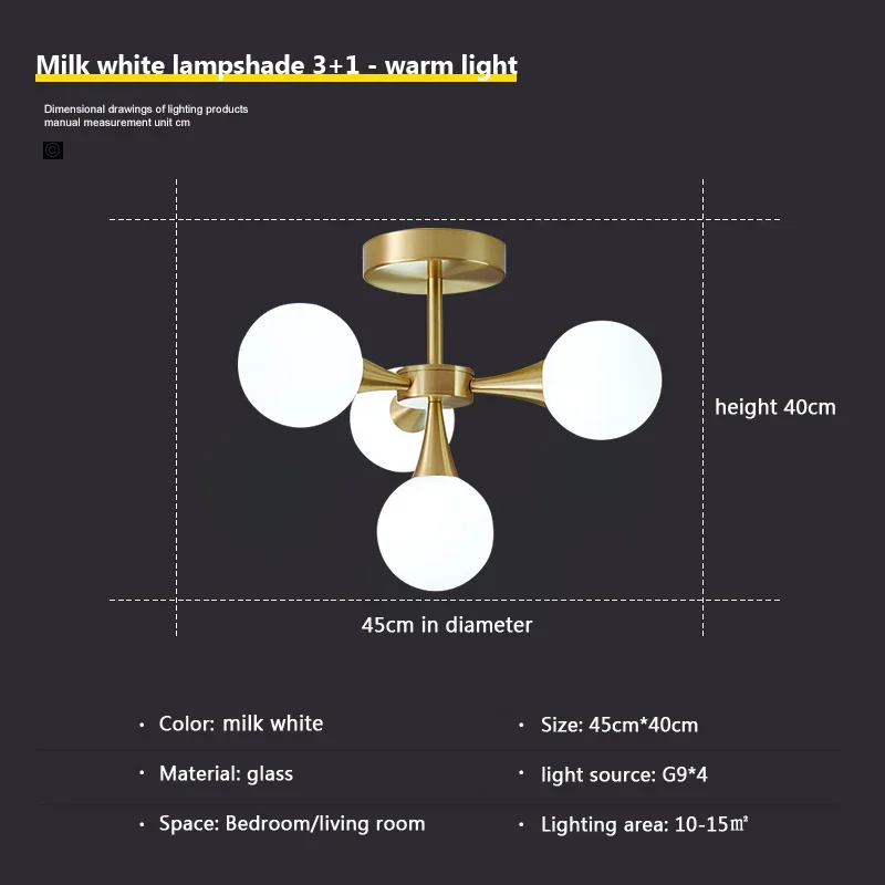 lustre nordique en verre blanc pour éclairage intérieur - Image 15