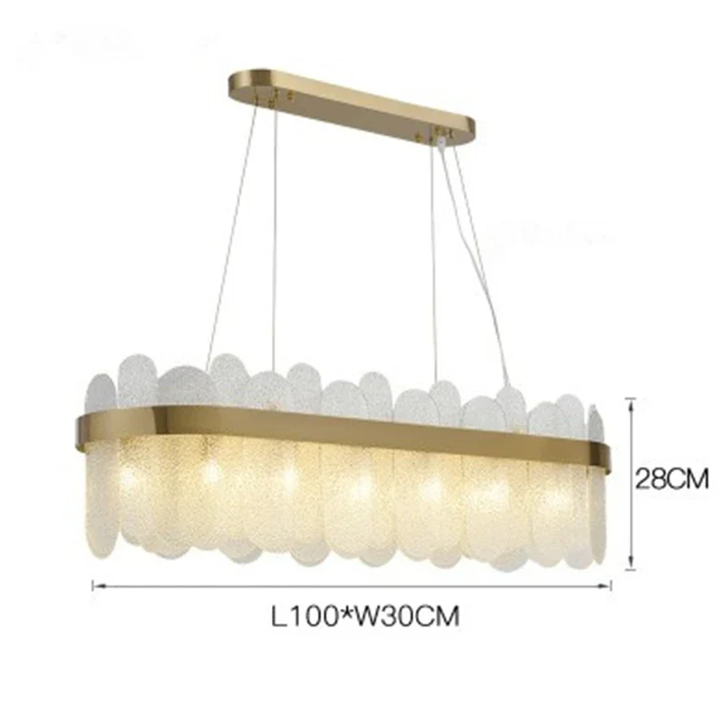 lustre ovale en métal doré avec abat-jour en verre suspendu - Image 12