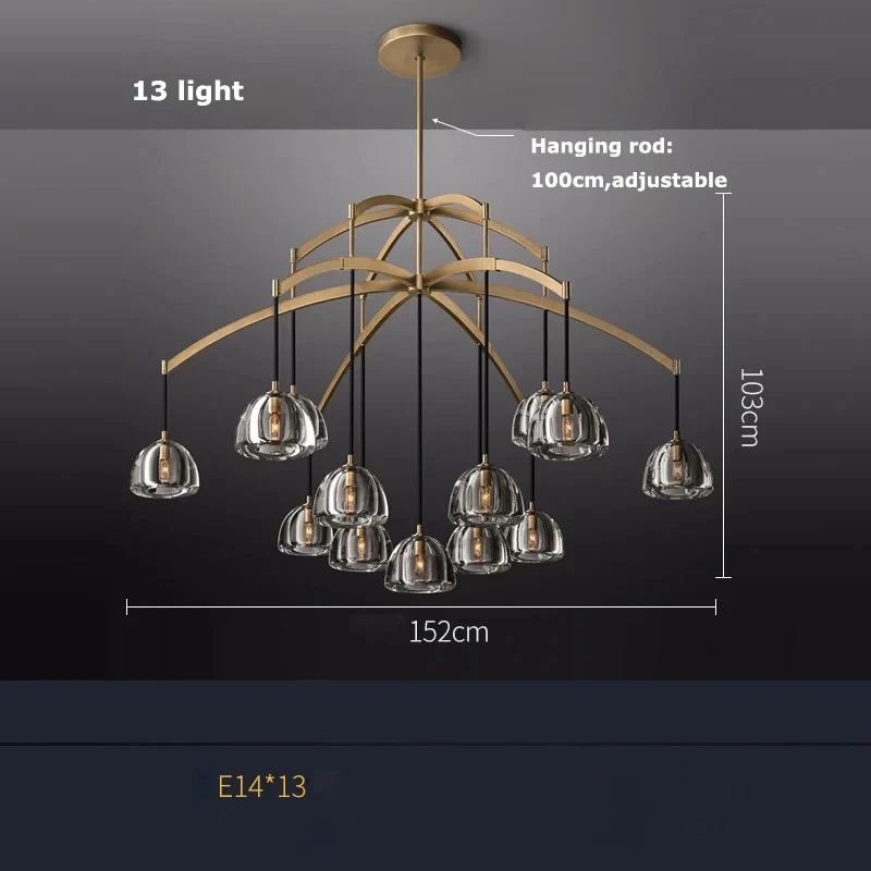 lustre rétro américain en laiton et cristal pour un éclairage élégant - Image 16