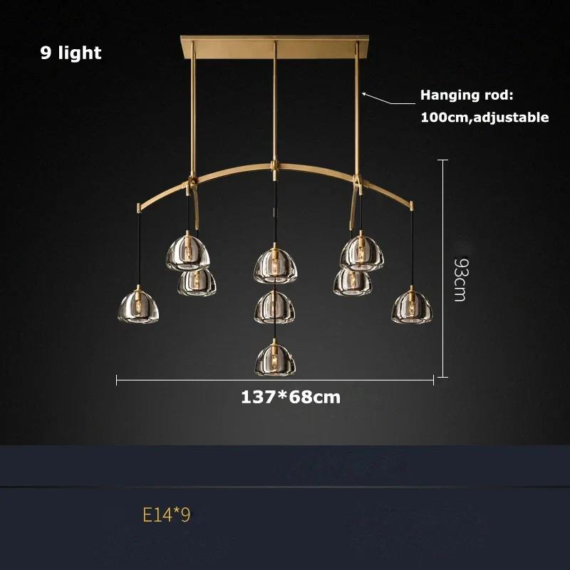 lustre rétro américain en laiton et cristal pour un éclairage élégant - Image 17