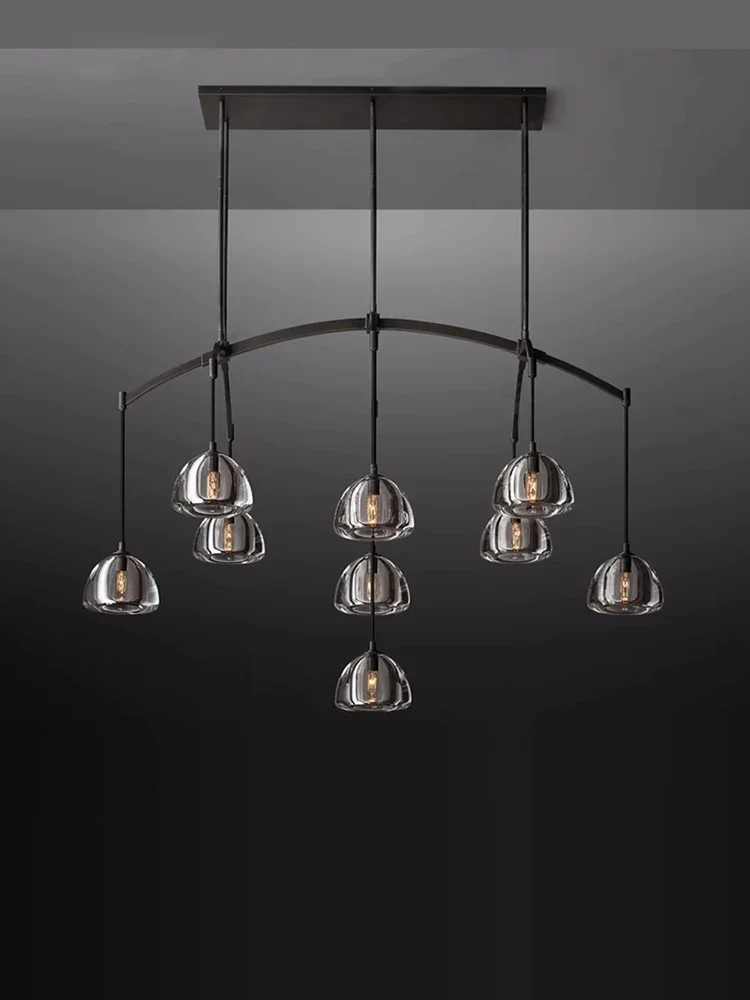 lustre rétro américain en laiton et cristal pour un éclairage élégant - Image 4