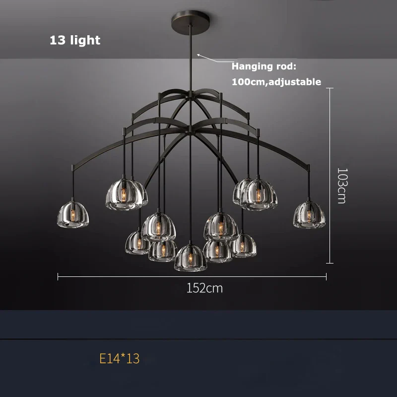 lustre rétro américain en laiton et cristal pour un éclairage élégant - Image 9