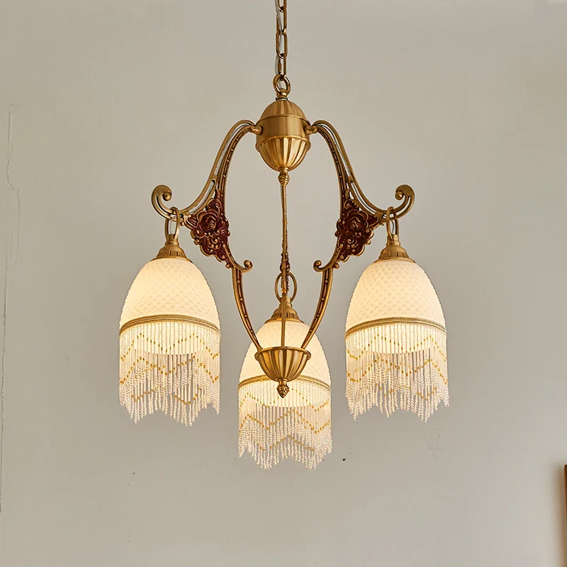 lustre rétro en cuivre avec pampilles vintage médiévales - Image 3