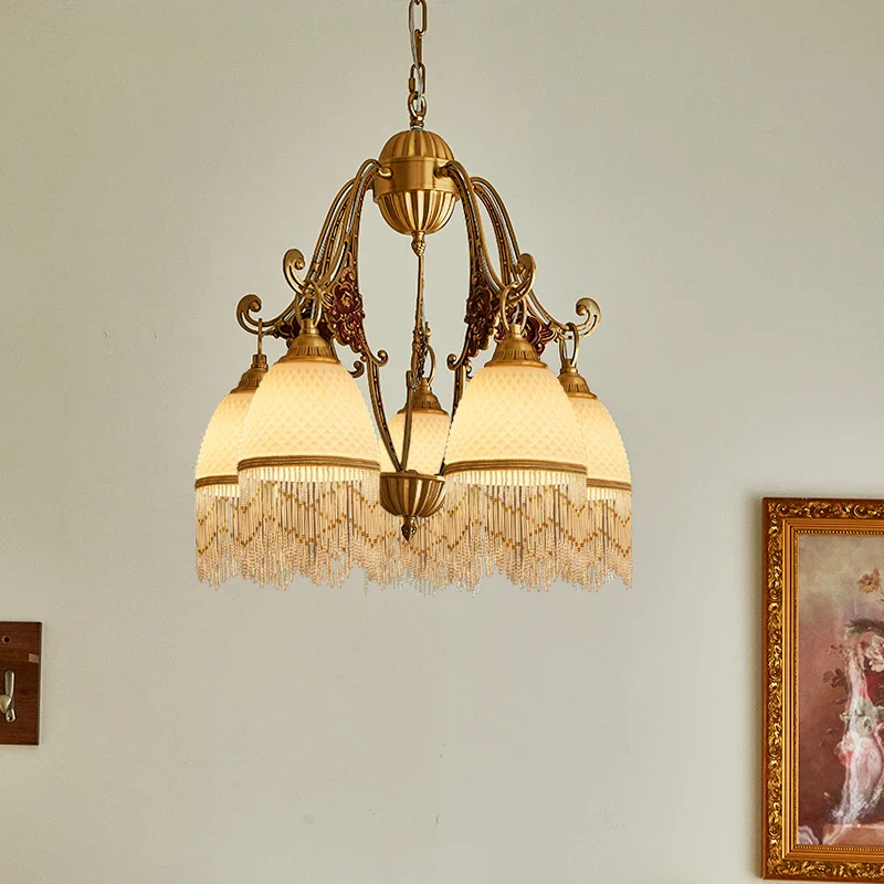 lustre rétro en cuivre avec pampilles vintage médiévales - Image 5
