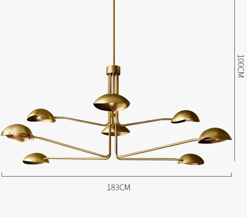 lustre rétro en cuivre design créatif à bras long - Image 7