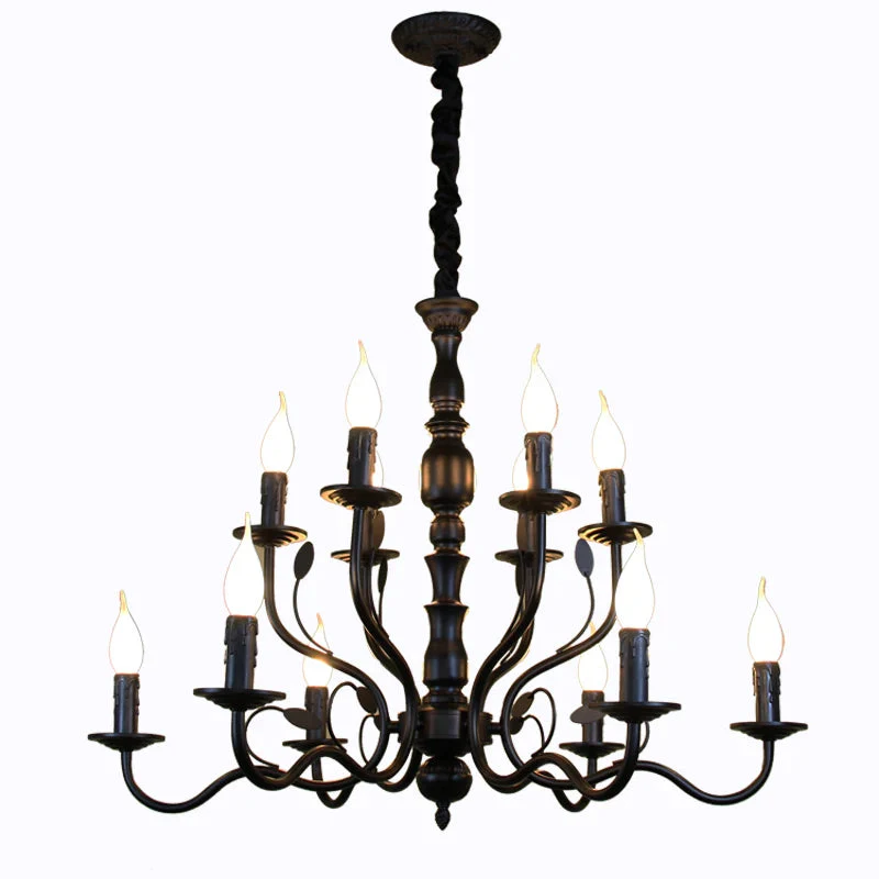 lustre rétro en fer noir style vintage industriel pour éclairage intérieur - Image 6