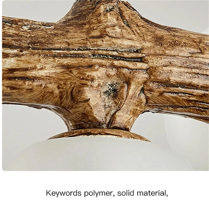 lustre rétro en forme de branche d'arbre en bois et verre - Image 6