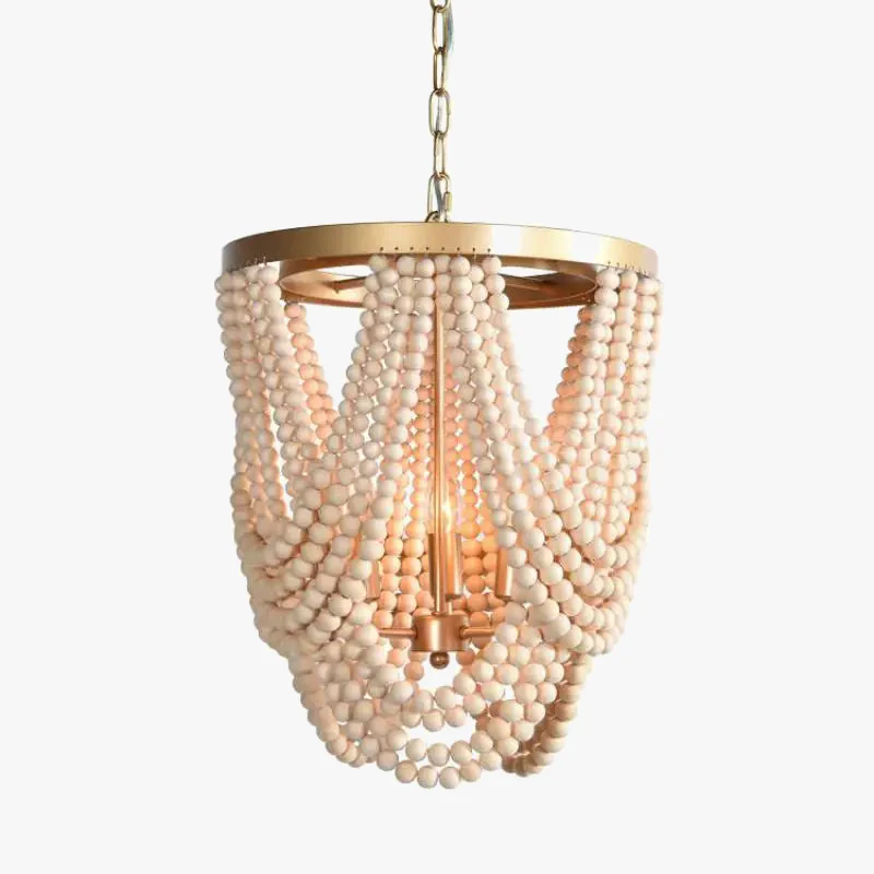 lustre rétro en perles de bois pour décoration intérieure - Image 5