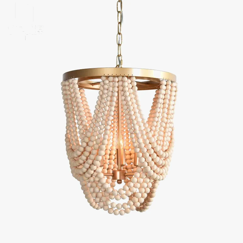 lustre rétro en perles de bois pour décoration intérieure - Image 6