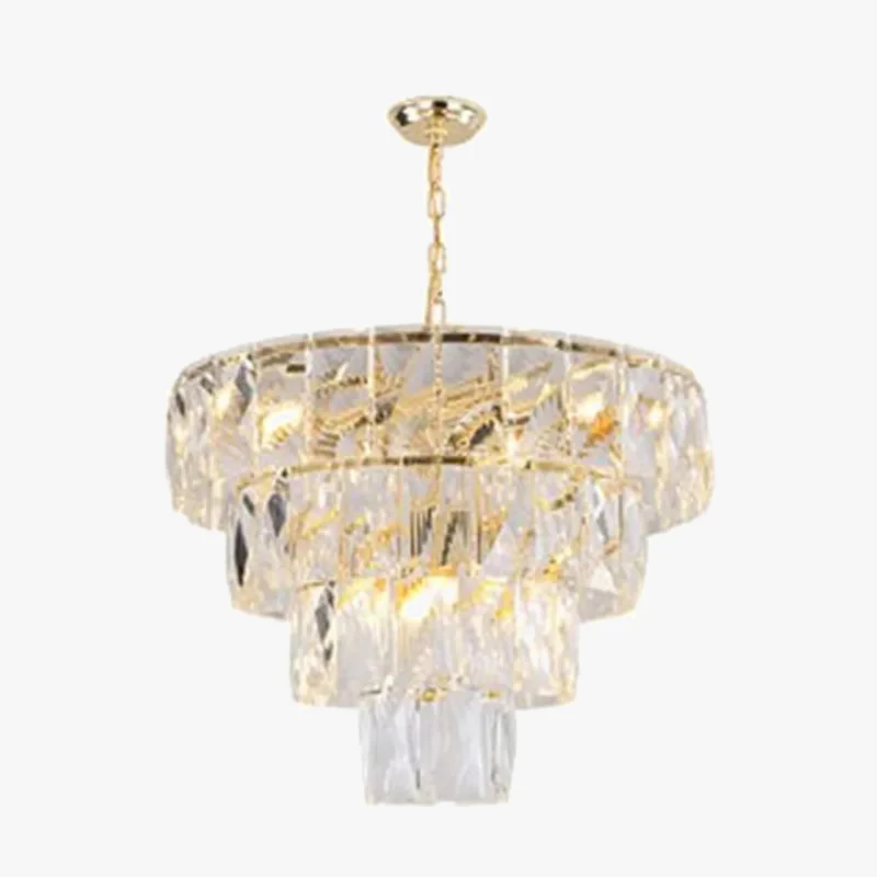 lustre rond en acier doré avec éclairage led en cristal - Image 5