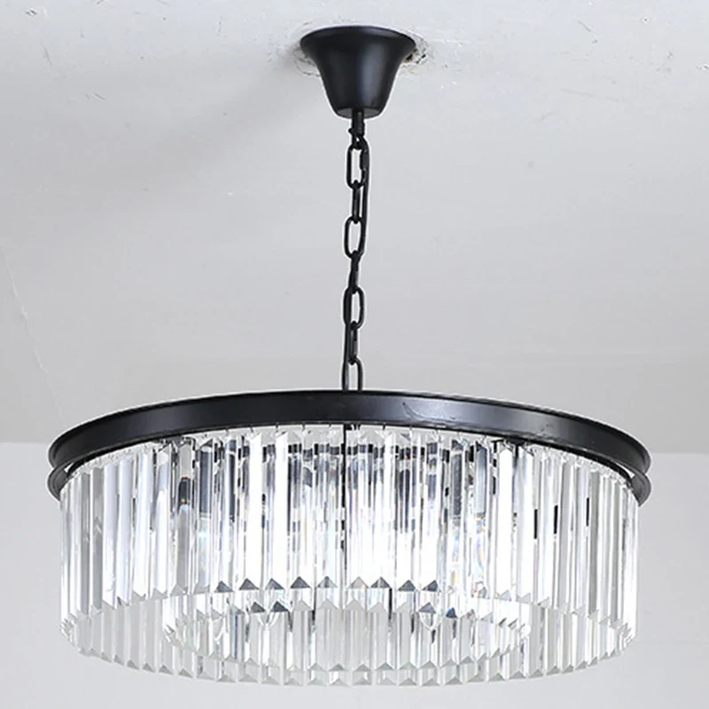 lustre rond en cristal de luxe avec lampes dorées - Image 3