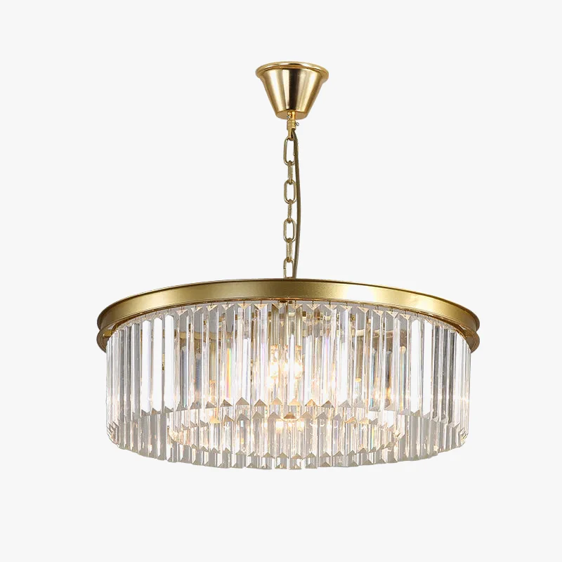 lustre rond en cristal de luxe avec lampes dorées - Image 6