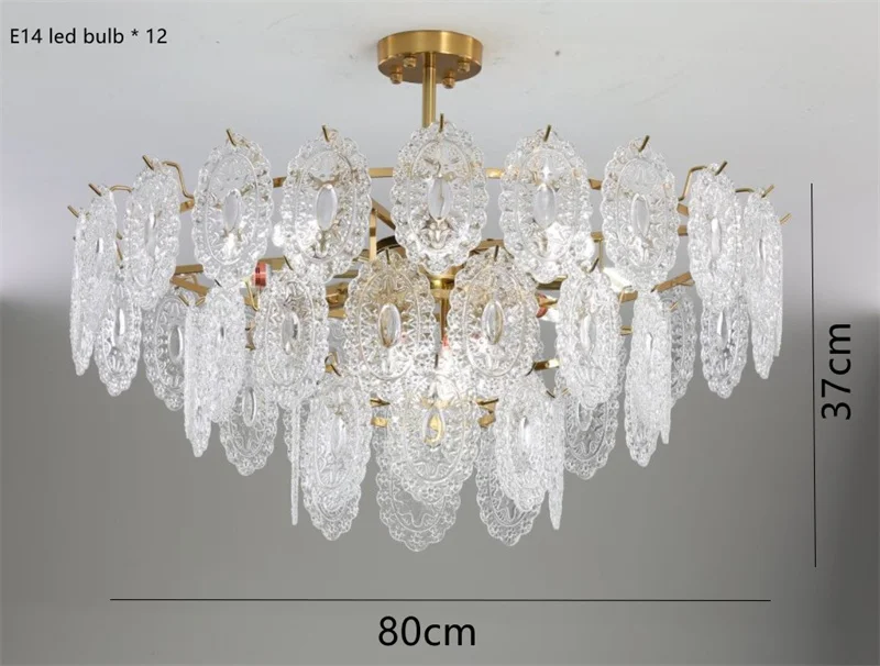 lustre rond en cristal doré design moderne à led - Image 12