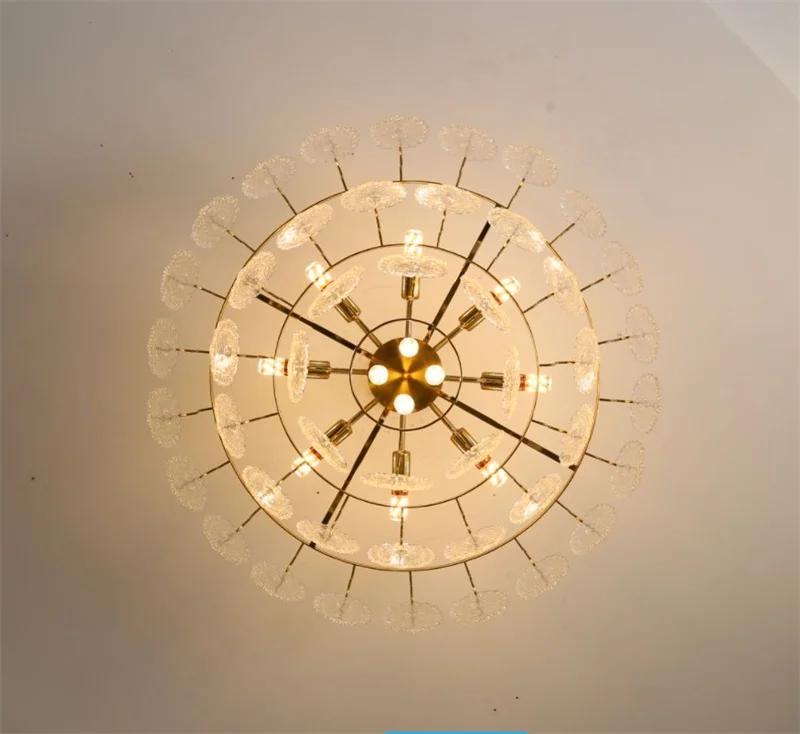 lustre rond en cristal doré design moderne à led - Image 3