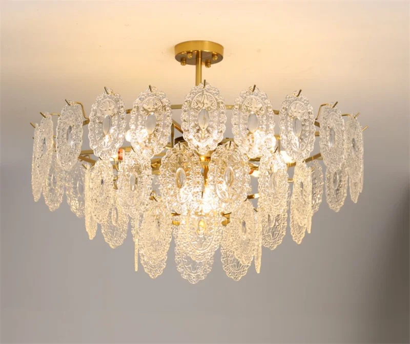 lustre rond en cristal doré design moderne à led - Image 5