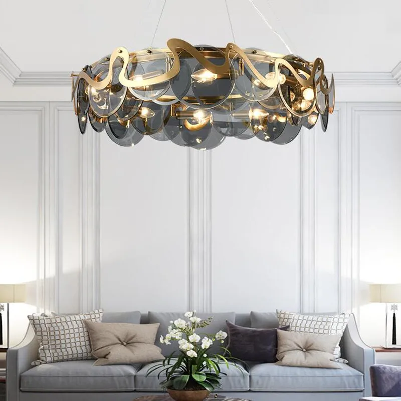 lustre rond en verre et fer pour éclairage intérieur - Image 4