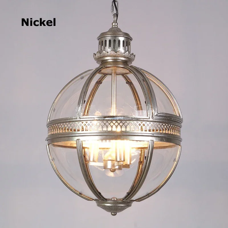 lustre sphérique rétro en fer et verre brillant - Image 11