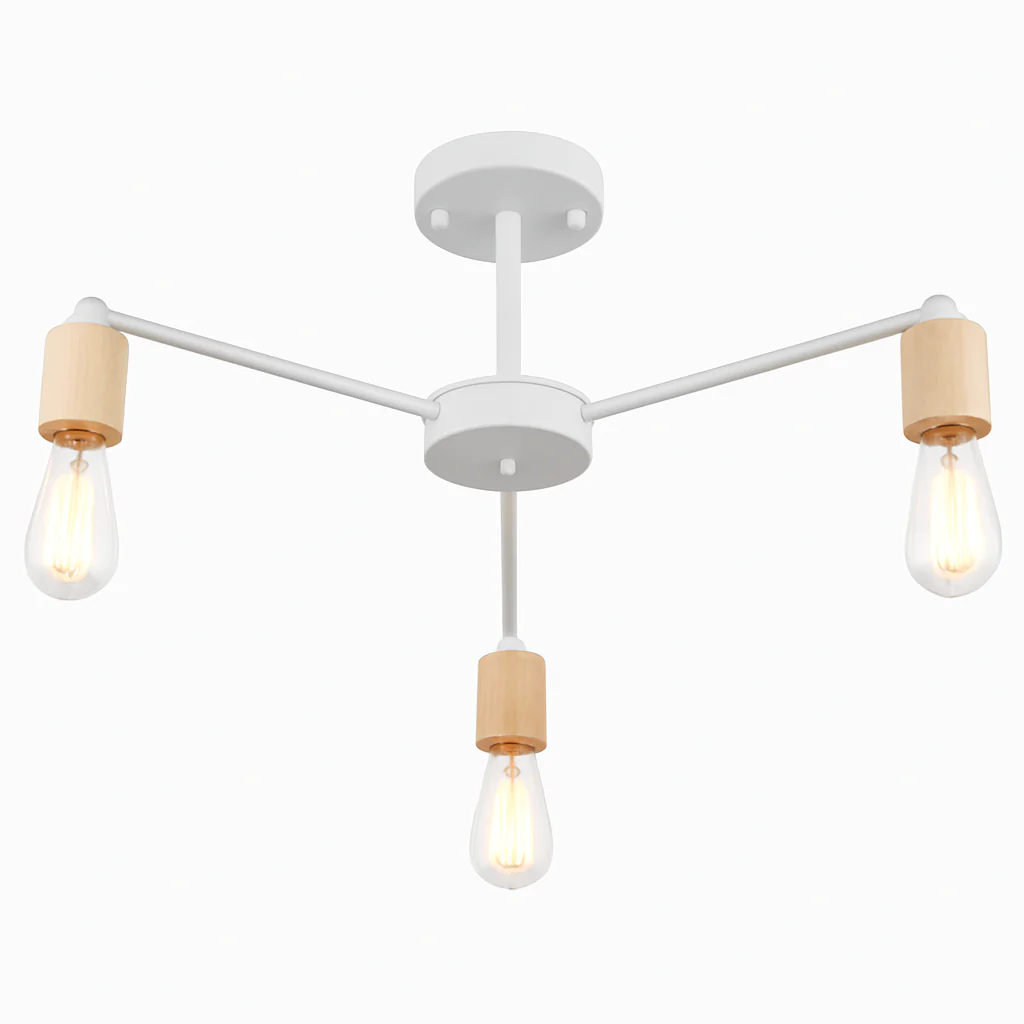 lustre sputnik industriel en bois et fer moderne - Image 9