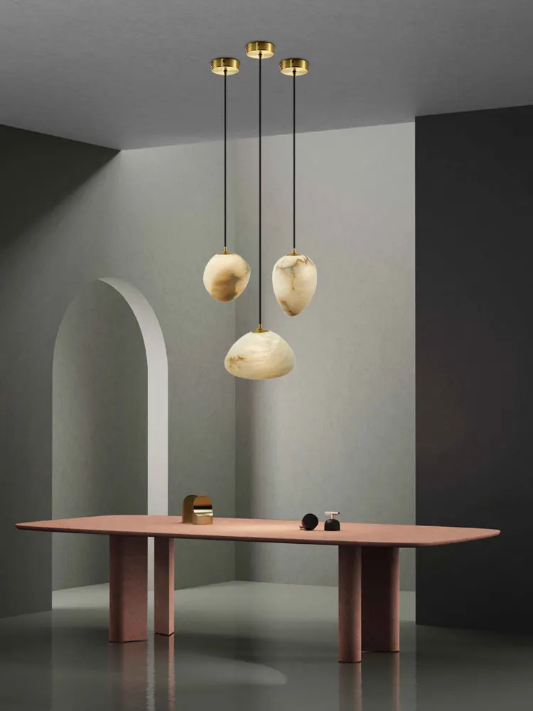 lustre suspendu en marbre géométrique design moderne pour intérieur - Image 5