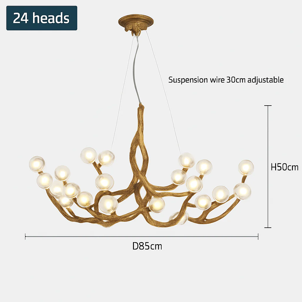 lustre suspendu en résine style moderne lampe rétro branche d'arbre - Image 8