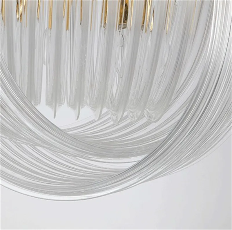 lustre suspendu en tube de verre courbé en métal doré moderne - Image 5