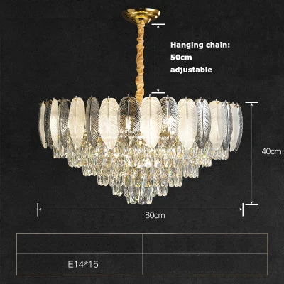 lustre suspendu led art déco avec plumes blanches et grises - Image 15