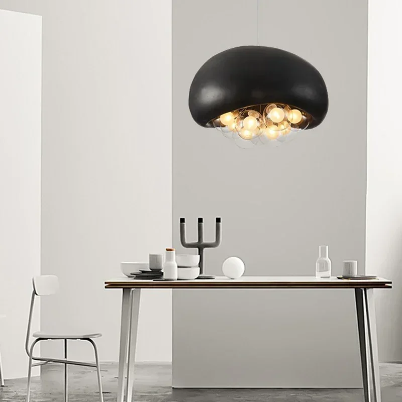 lustre suspendu minimaliste style wabi sabi avec éclairage led - Image 5
