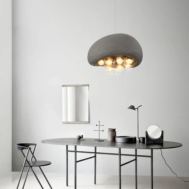 lustre suspendu minimaliste style wabi sabi avec éclairage led - Image 6