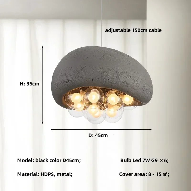 lustre suspendu minimaliste style wabi sabi avec éclairage led - Image 8