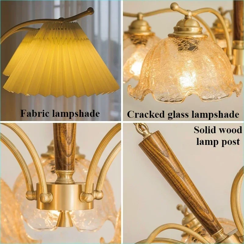 lustre suspendu nordique rétro abat-jour en tissu plissé lampe décorative - Image 5