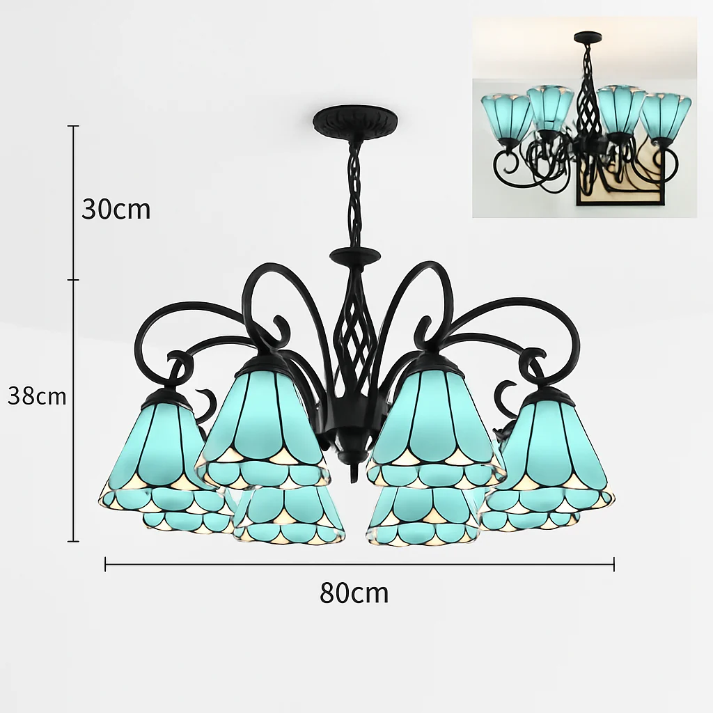 lustre tiffany méditerranéen en verre teinté pour décoration intérieure - Image 15