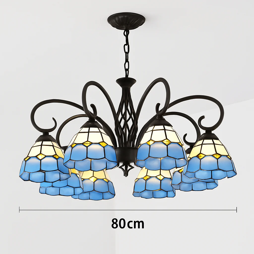 lustre tiffany méditerranéen en verre teinté pour décoration intérieure - Image 16