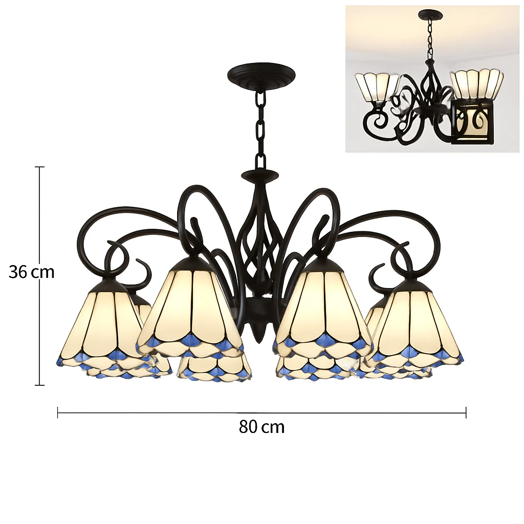 lustre tiffany méditerranéen en verre teinté pour décoration intérieure - Image 17