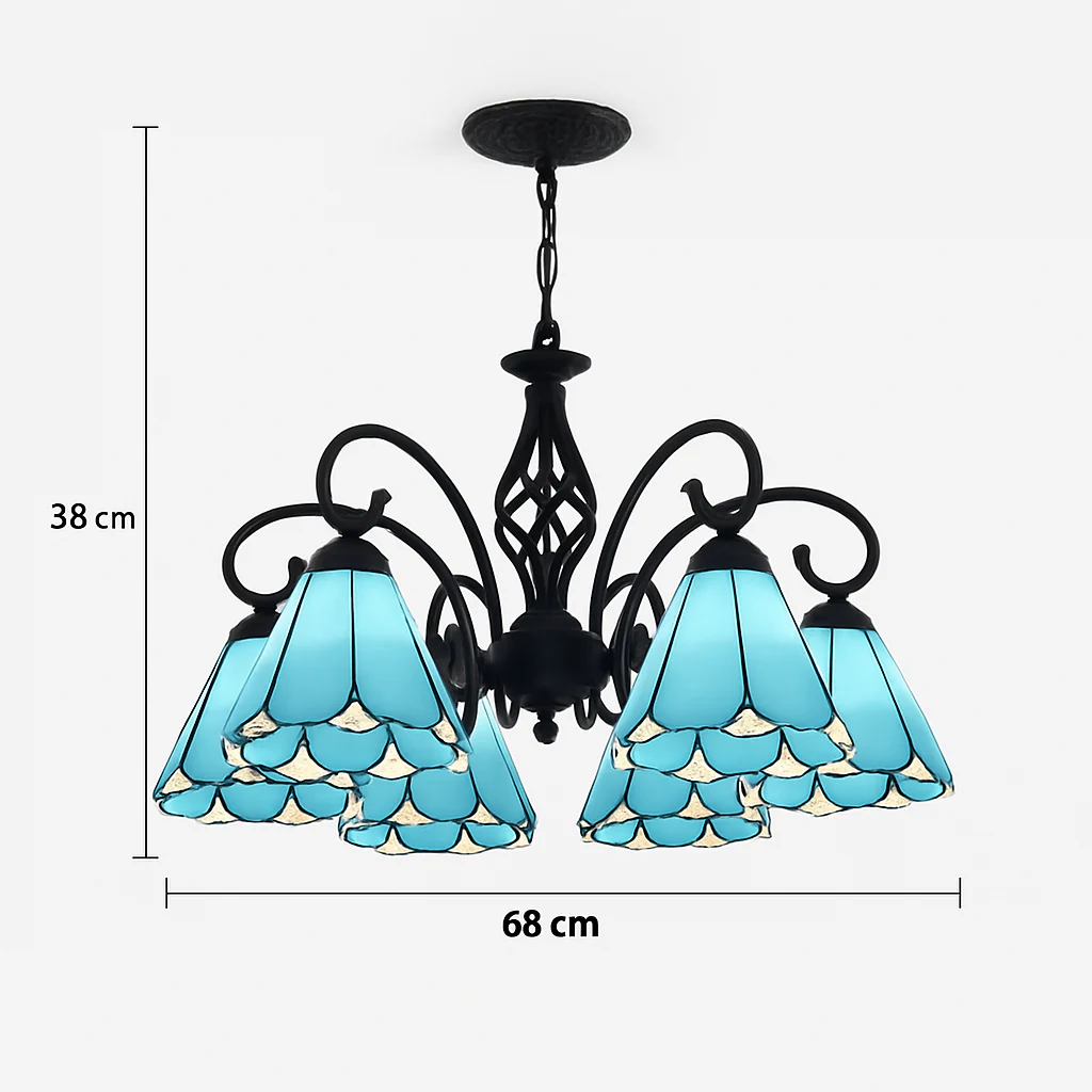 lustre tiffany méditerranéen en verre teinté pour décoration intérieure - Image 18
