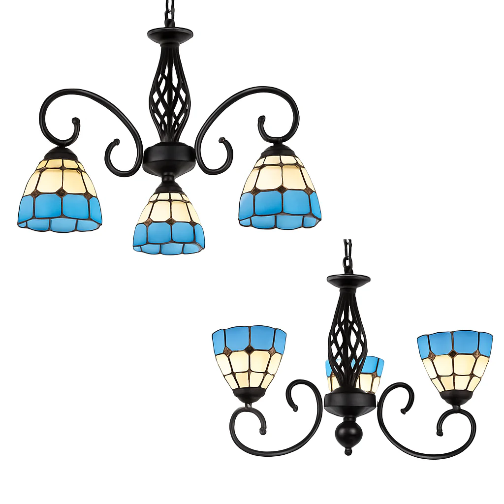 lustre tiffany méditerranéen en verre teinté pour décoration intérieure - Image 6