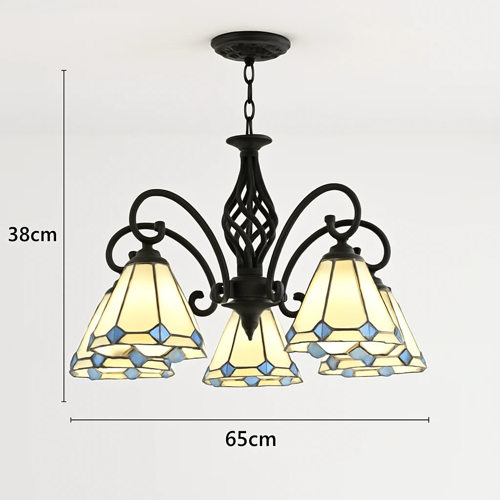 lustre tiffany méditerranéen en verre teinté pour décoration intérieure - Image 7