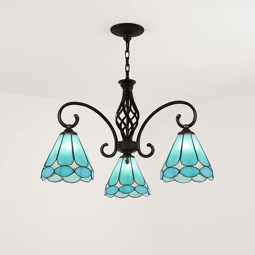 lustre tiffany méditerranéen en verre teinté pour décoration intérieure - Image 8
