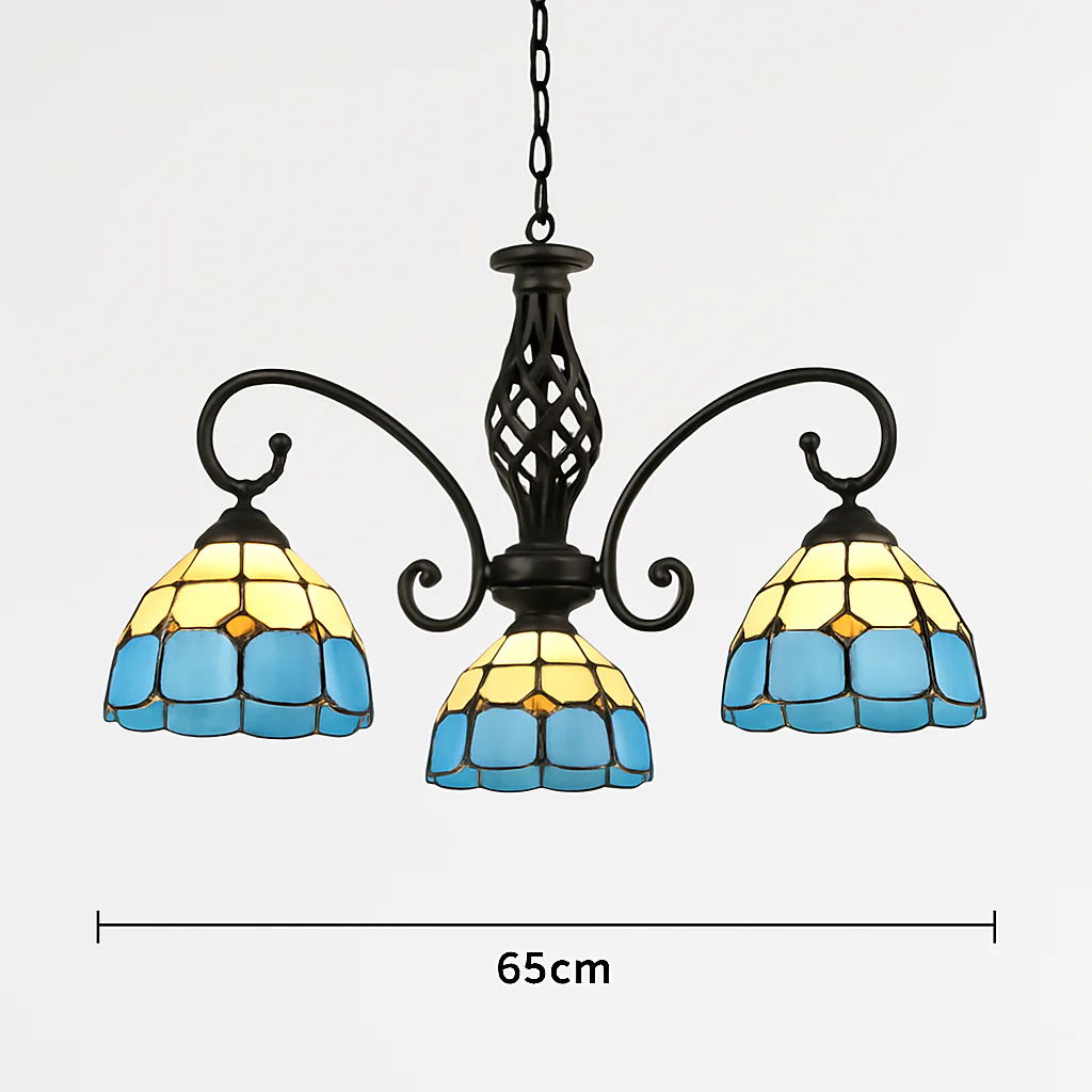 lustre tiffany méditerranéen en verre teinté pour décoration intérieure - Image 9