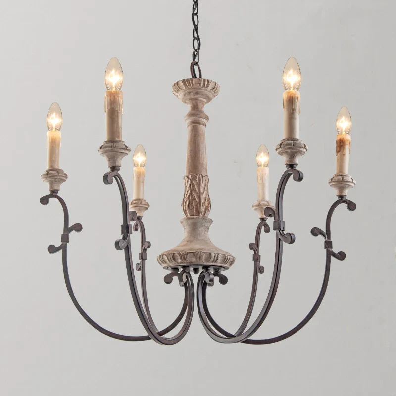 lustre vintage en bois sculpté pour un éclairage élégant à la maison - Image 7