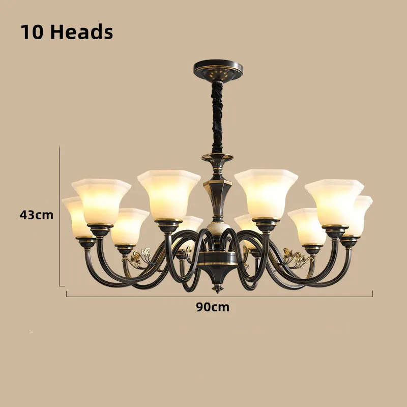lustre vintage en cuivre avec abat-jour en verre dépoli - Image 13