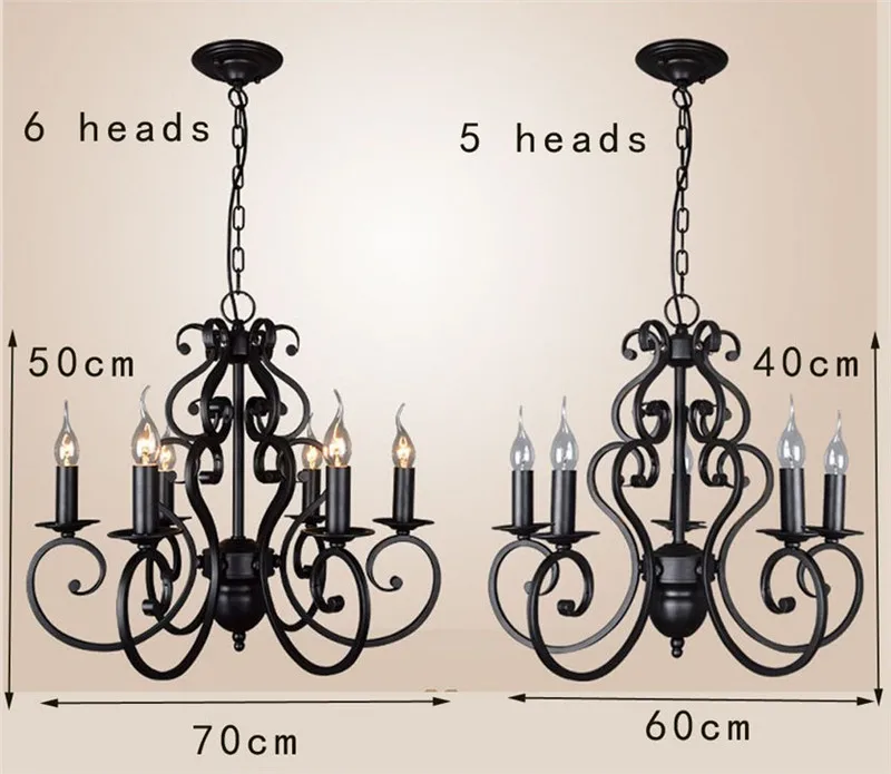 lustre vintage en fer forgé noir pour éclairage intérieur - Image 3