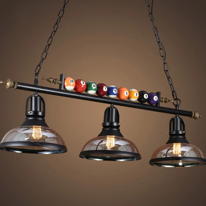 lustre vintage industriel en forme de boule de billard avec abat-jour en verre - Image 2