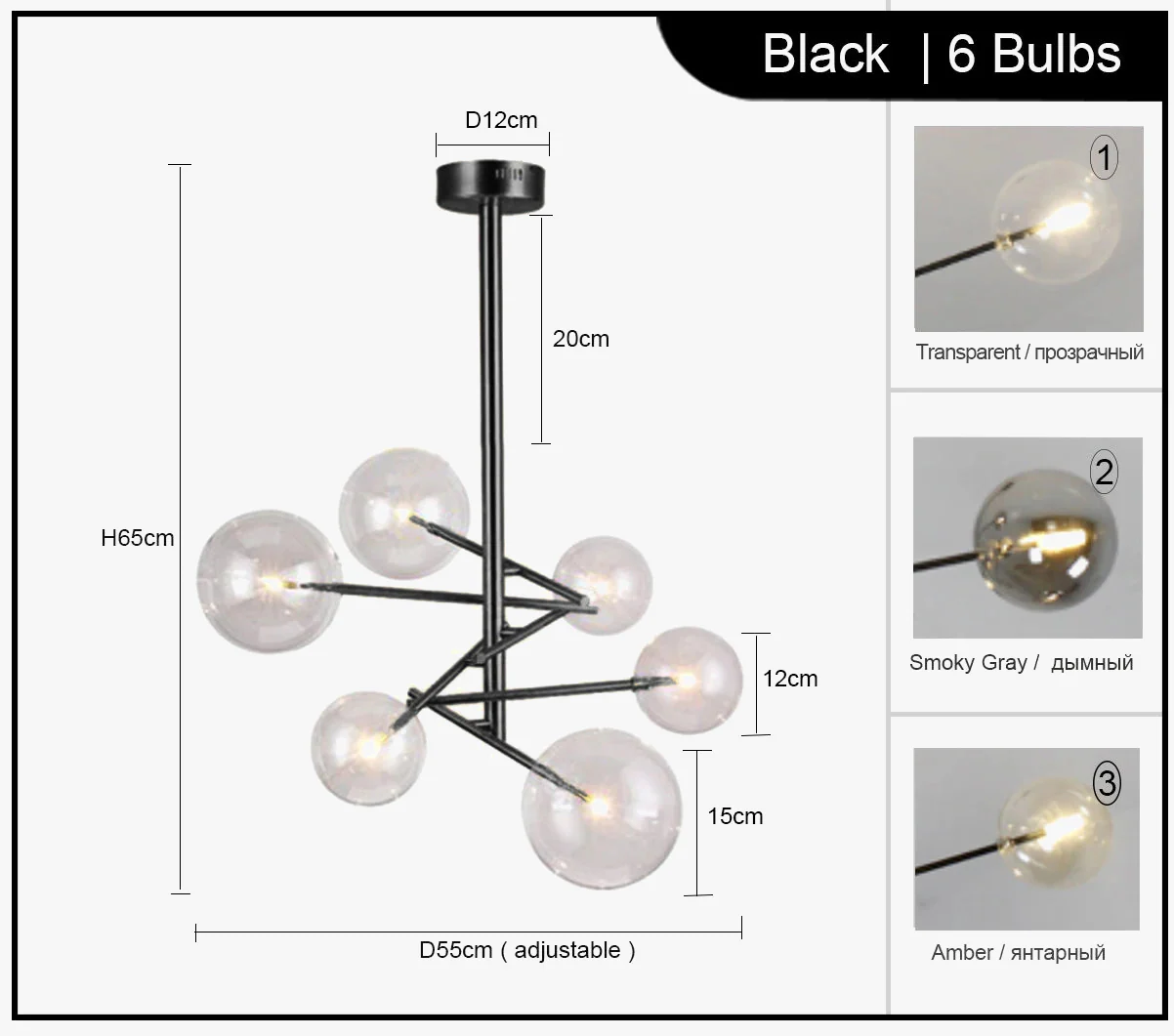 lustre winfordo globe led suspendu avec bulles de verre pour décoration - Image 8