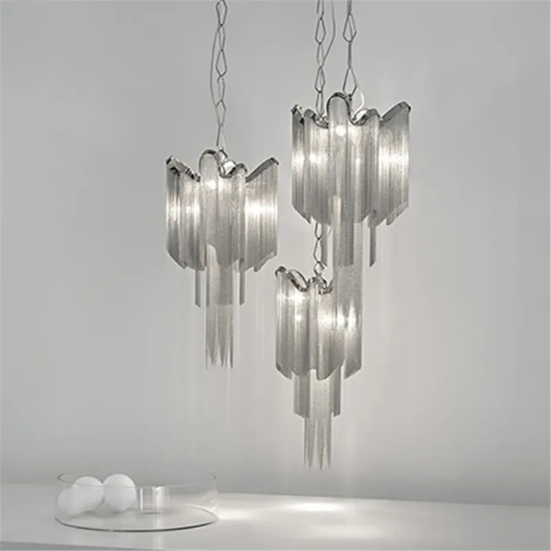 lustres modernes en aluminium avec chaîne et pompons à LED - Image 3