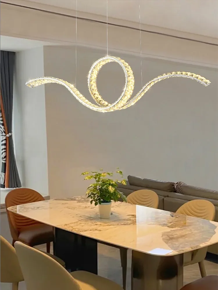 Luxury Restaurant LED Crystal Chandelier Modern High-end Design Gold/Silver Dimming Lamp Bar Kitchen Island Stair Pendant Lights - Image 2